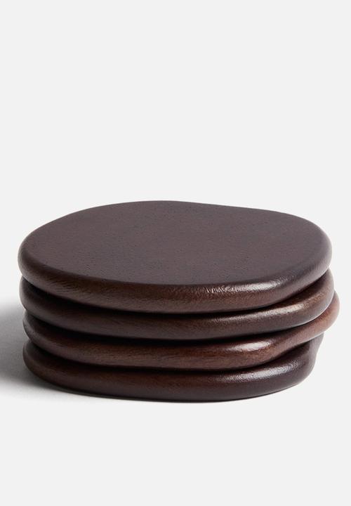 H&M - 4-pack wooden coasters - dark brown