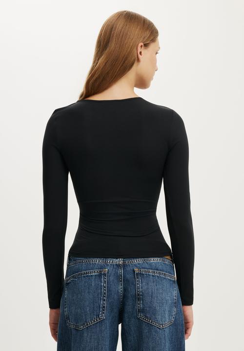 Cotton On - Tully Drape Long Sleeve - Black