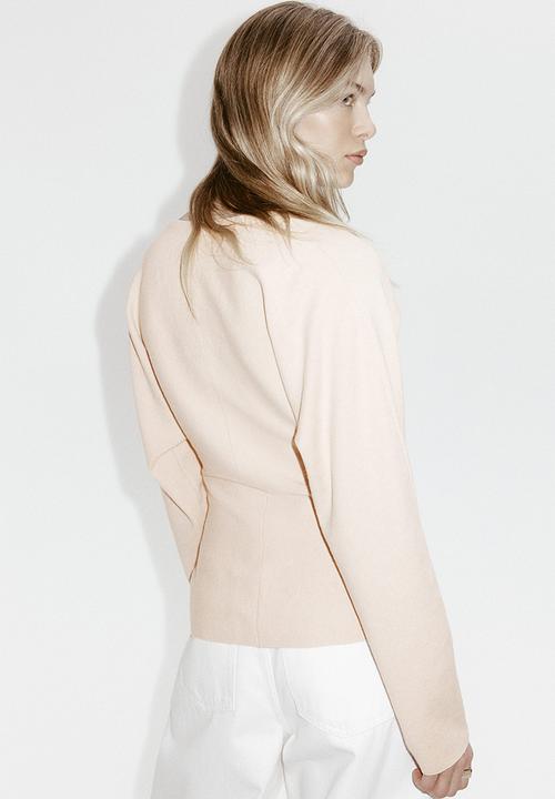 H&M - Knitted v-neck top - light beige