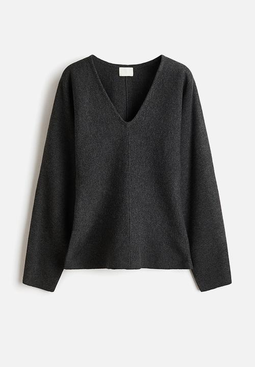 H&M - Knitted v-neck top - dark grey