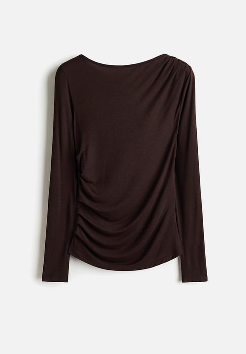 H&M - Draped viscose top - dark brown