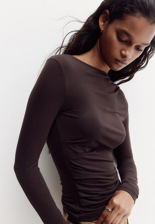 H&M - Draped viscose top - dark brown