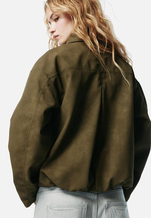 H&M - Collared bomber jacket - olive green