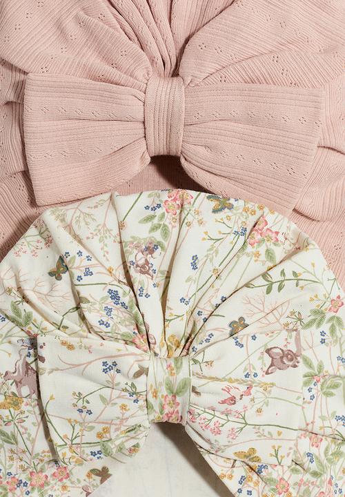 H&M - 2-Pack bow-detail beanies - light pink/bambi