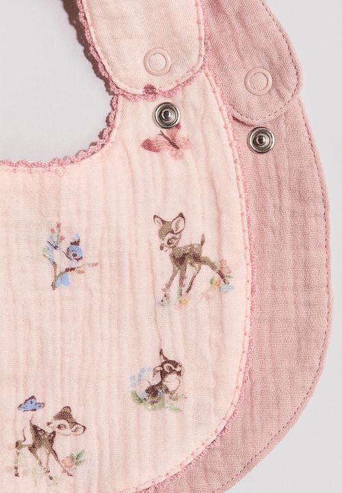H&M - 2-Pack cotton muslin bibs - pink/bambi