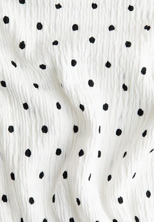 H&M - Smocked top - white/polka dot
