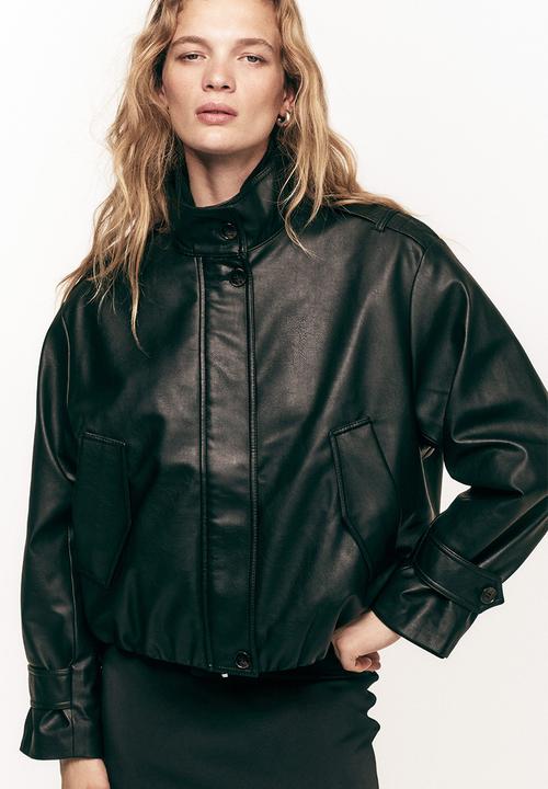 H&M - Oversized coated jacket - black