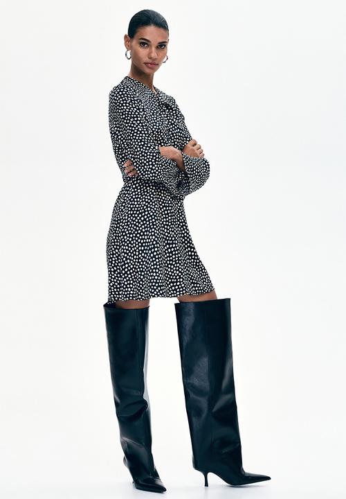 H&M - Twist-detail dress - black/polka dot