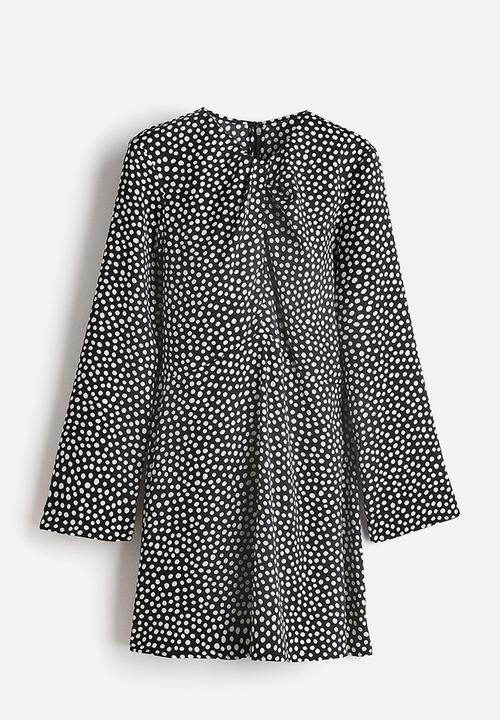 H&M - Twist-detail dress - black/polka dot
