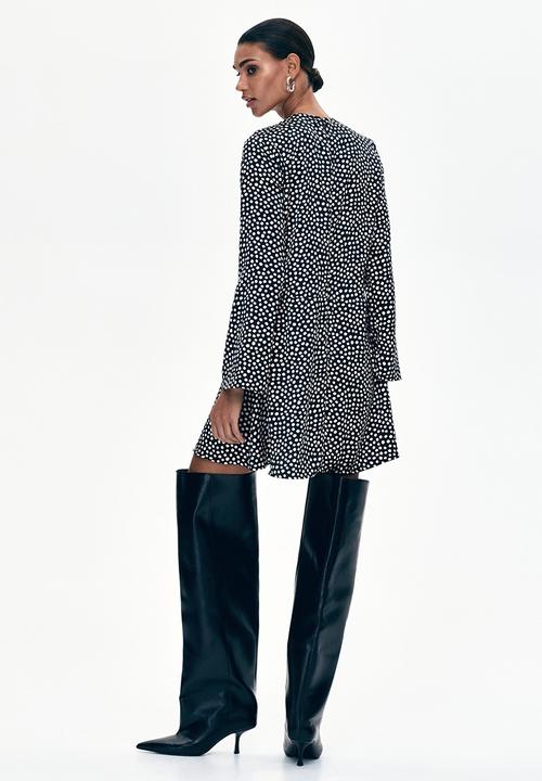 H&M - Twist-detail dress - black/polka dot