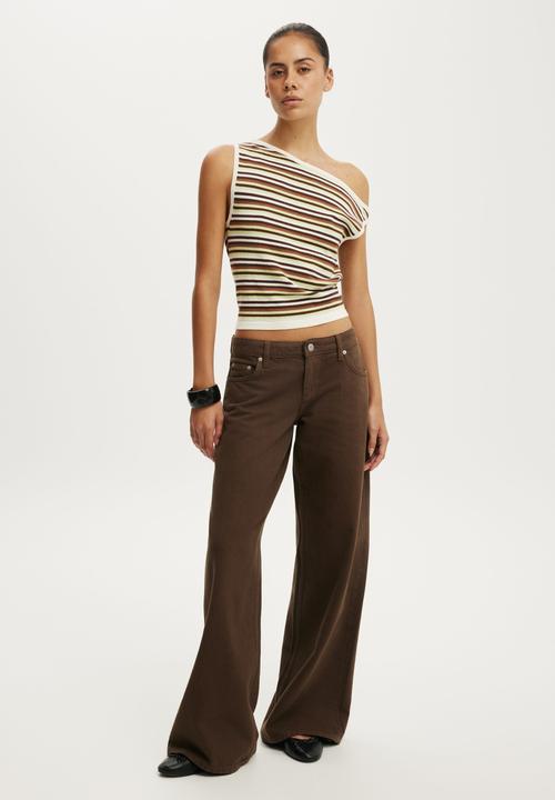 Cotton On - Sleeveless Off Shoulder Knit - Green Stripe