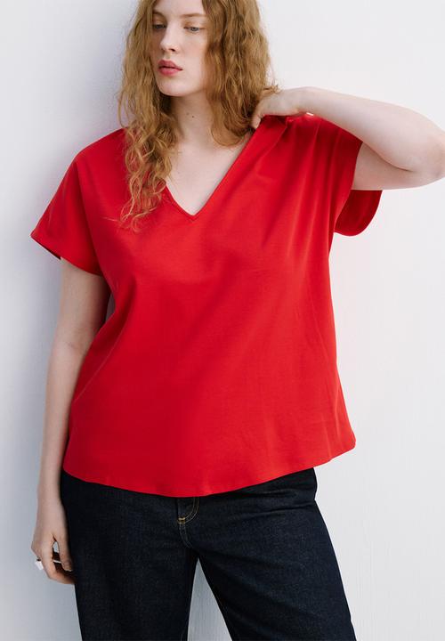 MANGO - T-shirt sevipi - red