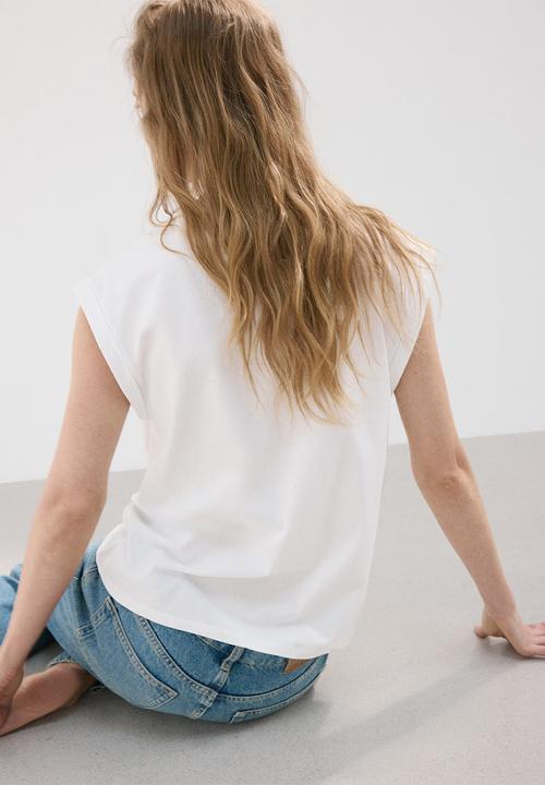 MANGO - T-shirt viri - white