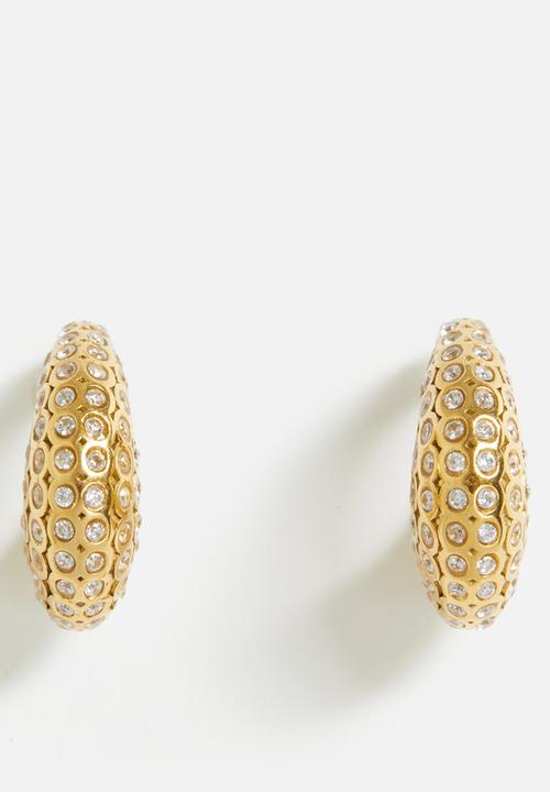 Zoe on Trend - Stone-set bold earrings  - gold