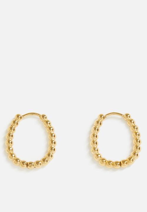 Zoe on Trend - Funky bead hoop earrings  - gold