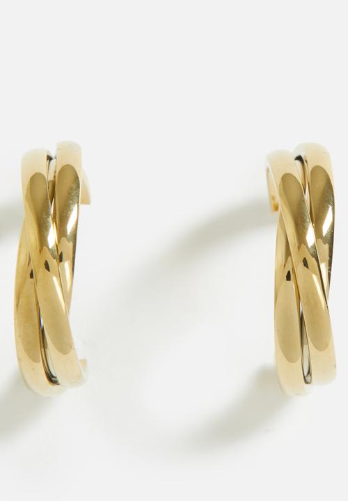 Zoe on Trend - Modern interweave hoop earring - gold