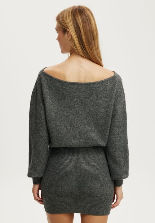 Cotton On - Luxe Cinched Mini Dress - Charcoal Marle