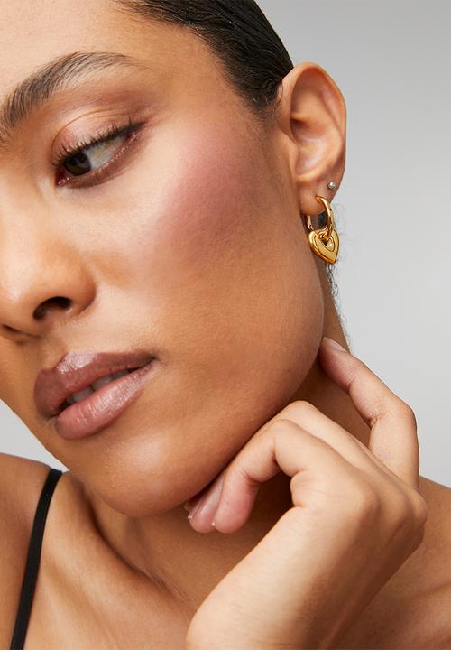 Zoe on Trend - Trendy heart dangle hoop earrings  - gold