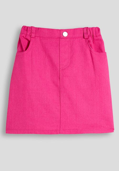 Pop Candy - Padded flower applique tee with denim skirt - white/hot pink