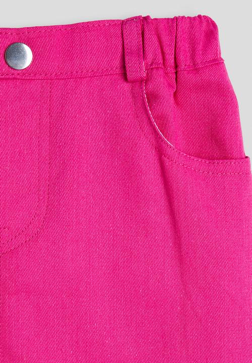 Pop Candy - Padded flower applique tee with denim skirt - white/hot pink
