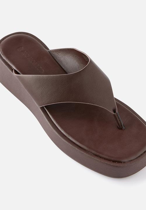 Cotton On - BOWIE FLATFORM SLIDE-CHOC