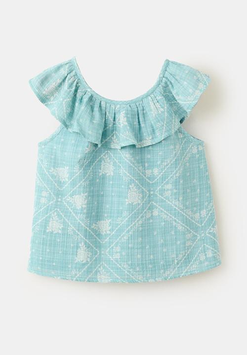 MANGO - Blouse Dizzyset - Turquoise / Aqua