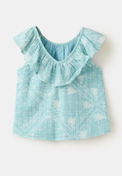 MANGO - Blouse Dizzyset - Turquoise / Aqua