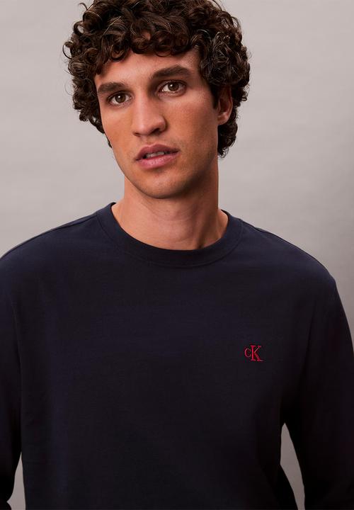 Calvin Klein - Long Sleeve Easy Monogram Tee - Dark Sapphire