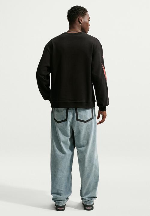 Nike - Your Message Here  Fleece Crew-Neck Sweatshirt - Black/Crimson