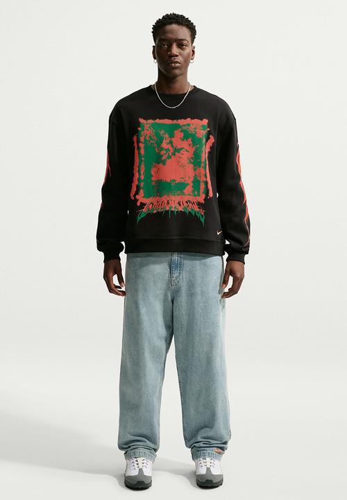 Nike - Your Message Here  Fleece Crew-Neck Sweatshirt - Black/Crimson