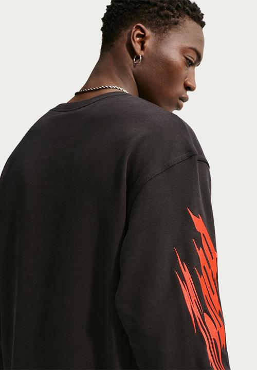 Nike - Your Message Here  Fleece Crew-Neck Sweatshirt - Black/Crimson