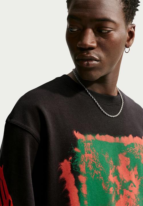 Nike - Your Message Here  Fleece Crew-Neck Sweatshirt - Black/Crimson