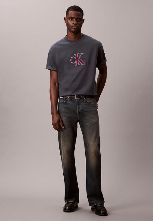 Calvin Klein - Short Sleeve 16S Tricolor Monologo Graphic Tee - Harlem Night Blue