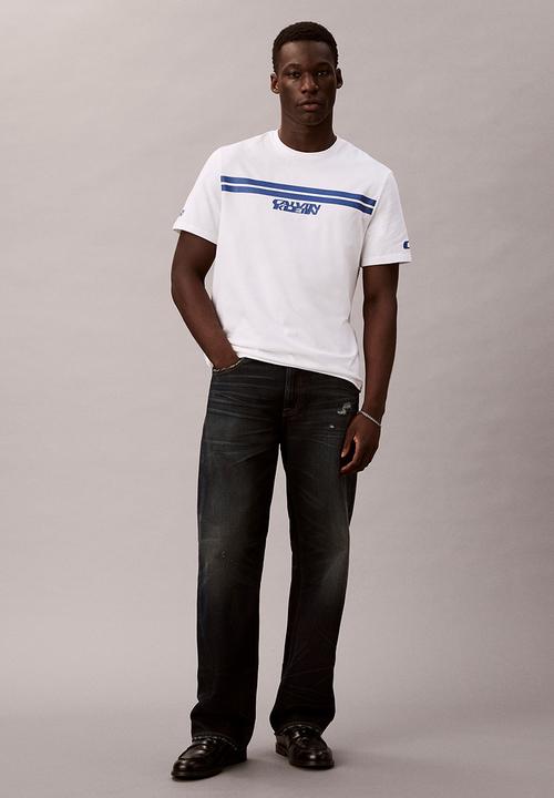 Calvin Klein - Short Sleeve 20S 5Am Ck Racer Stripe Graphic Tee - Brilliant White