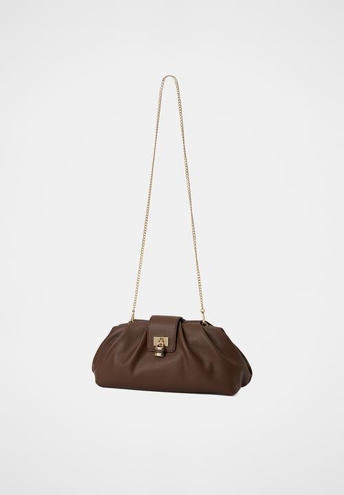 Forever New - Portia padlock soft clutch in chocolate