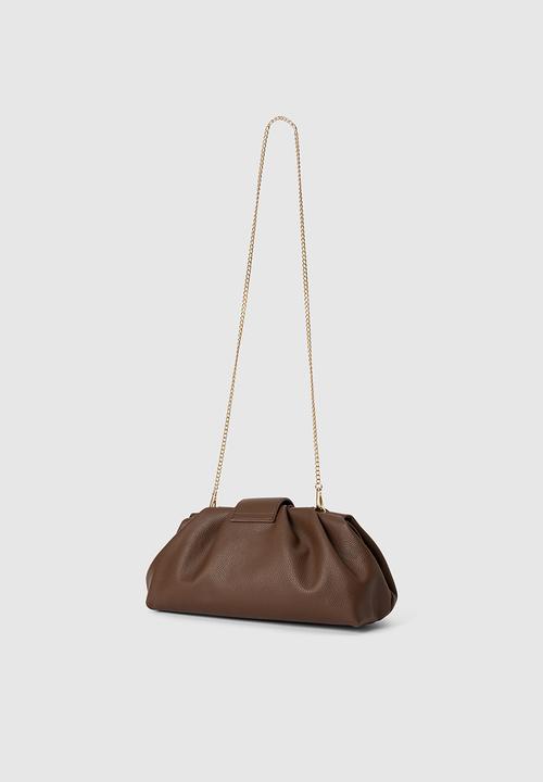 Forever New - Portia padlock soft clutch in chocolate