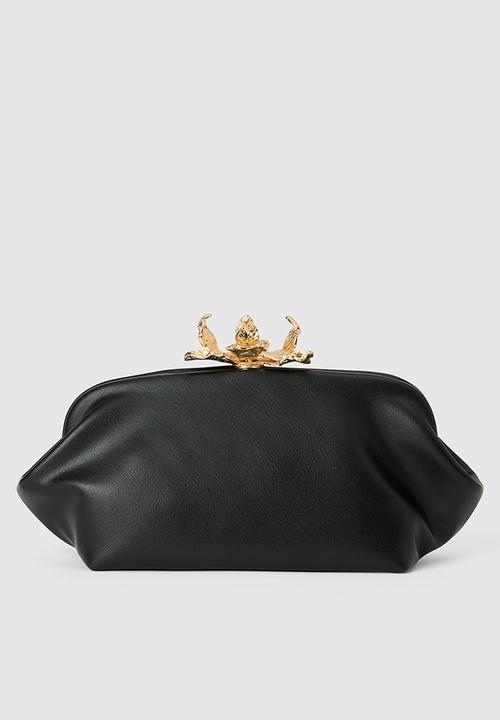 Forever New - Tiffany orchid clasp clutch in black