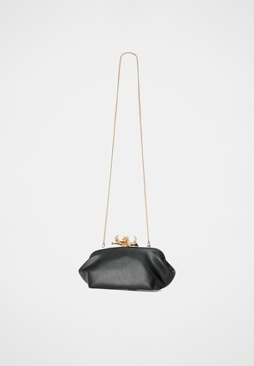Forever New - Tiffany orchid clasp clutch in black