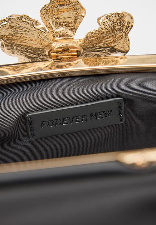 Forever New - Tiffany orchid clasp clutch in black