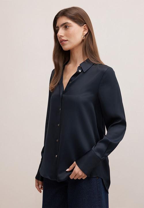 Forever New - Coco satin shirt in navy