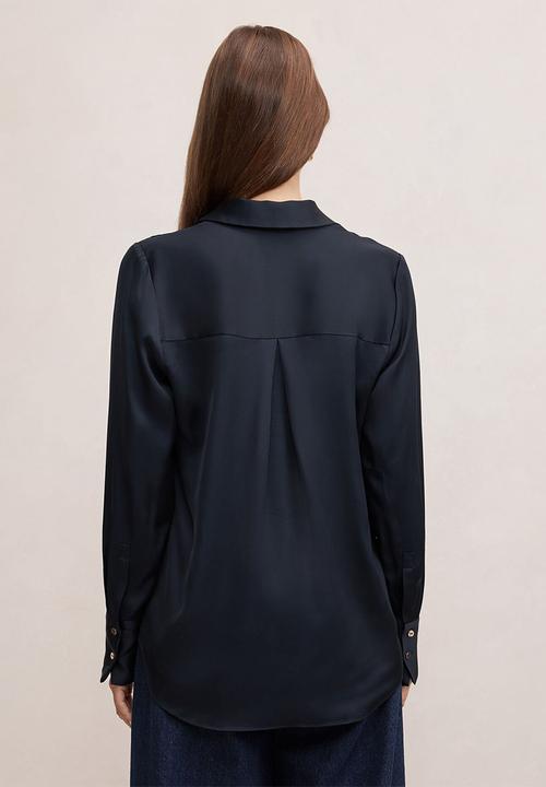 Forever New - Coco satin shirt in navy