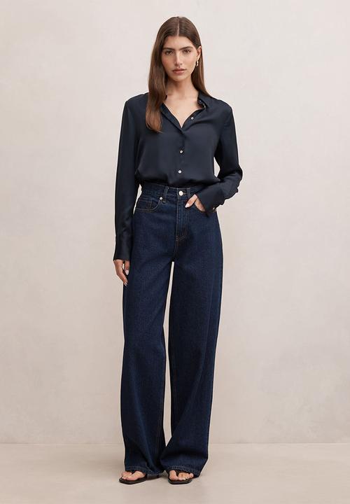 Forever New - Coco satin shirt in navy