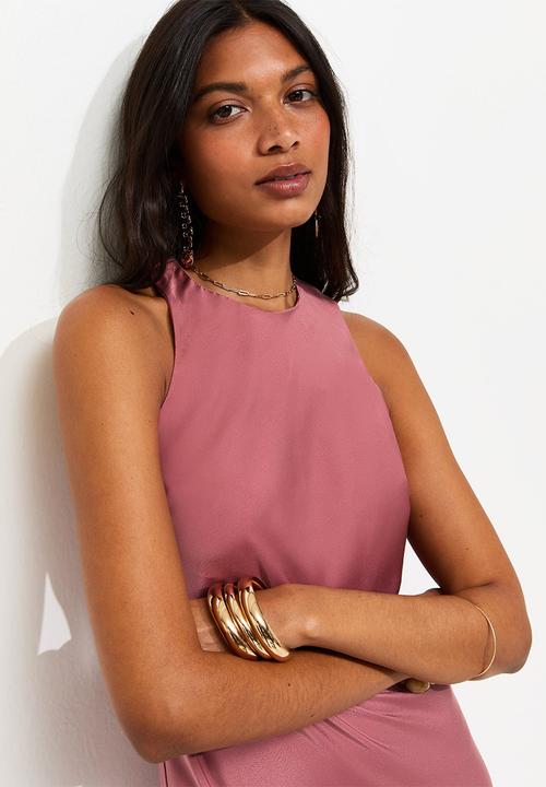 New Look - Satin High Neck Maxi Dress - Rose