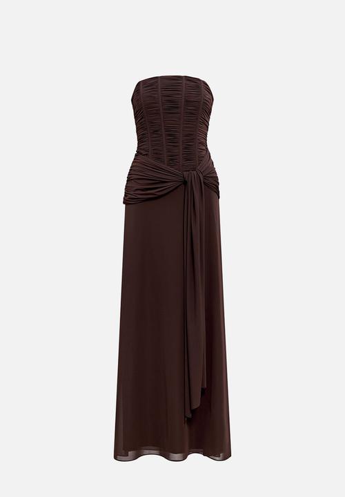 Forever New - Lorelei strapless ruched maxi dress in freckle