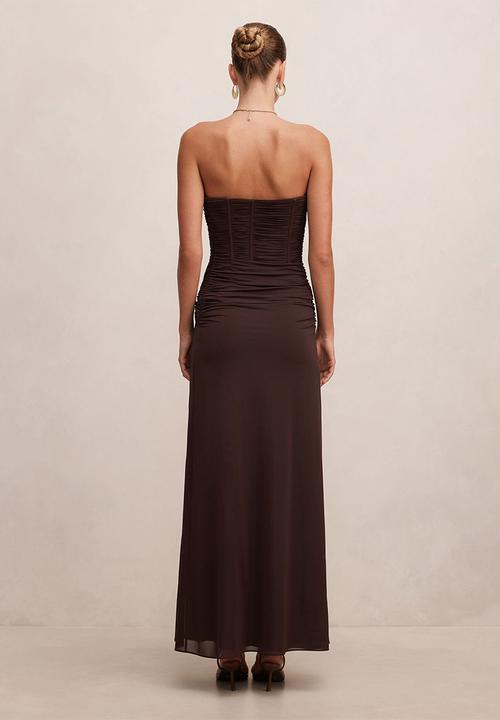Forever New - Lorelei strapless ruched maxi dress in freckle
