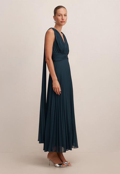 Forever New - Leia pleated cape maxi dress in crystal teal