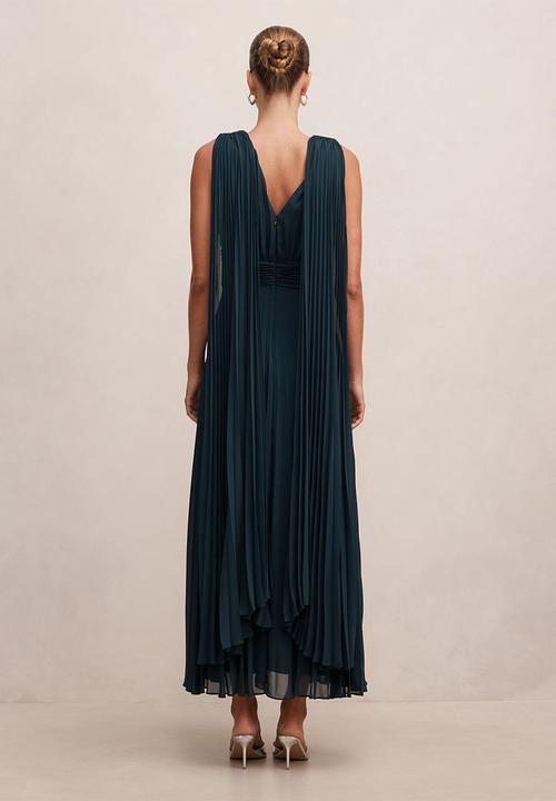 Forever New - Leia pleated cape maxi dress in crystal teal