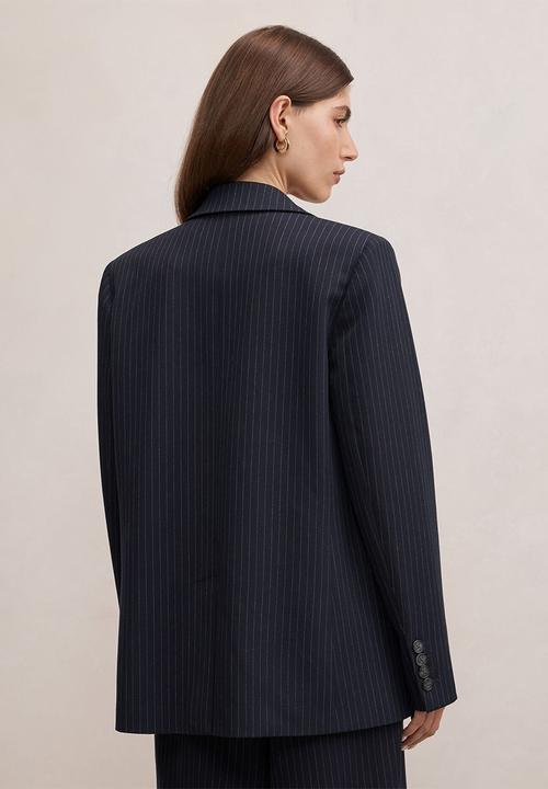 Forever New - Paloma single breasted blazer in navy pinstripe suit