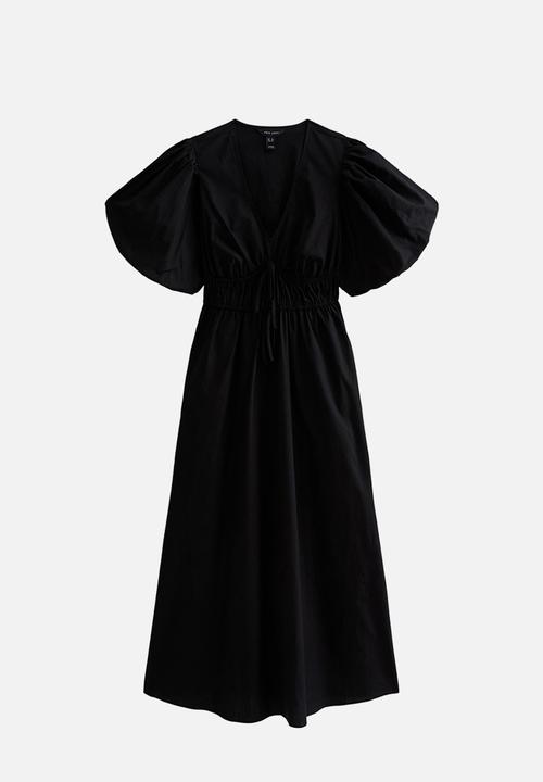 New Look - Cotton Puff Sleeve Midi Dress - Black