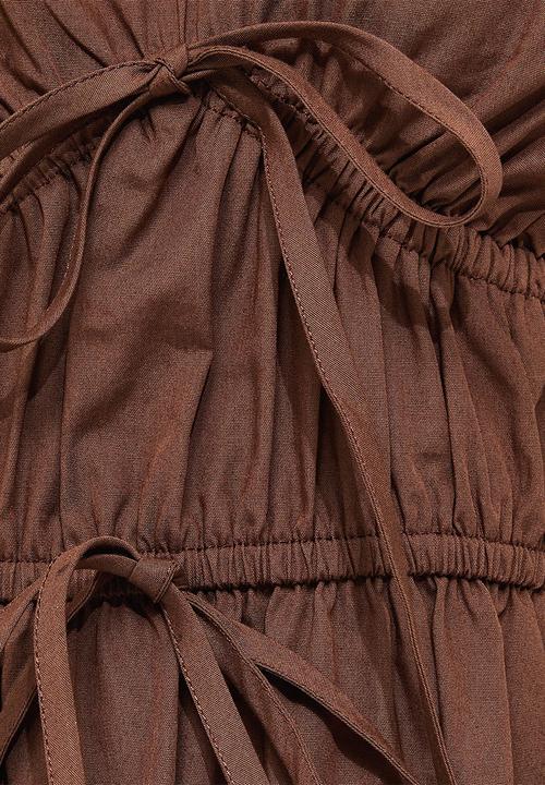 New Look - Cotton Puff Sleeve Midi Dress - Brown